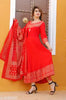 Women Rayon Anarkali Printed Dupatta Set
