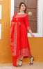Women Rayon Anarkali Printed Dupatta Set