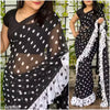 Black Frill Silk Saree with Blouse Piece | Elegant Daily & Party Wear | Krish Creation